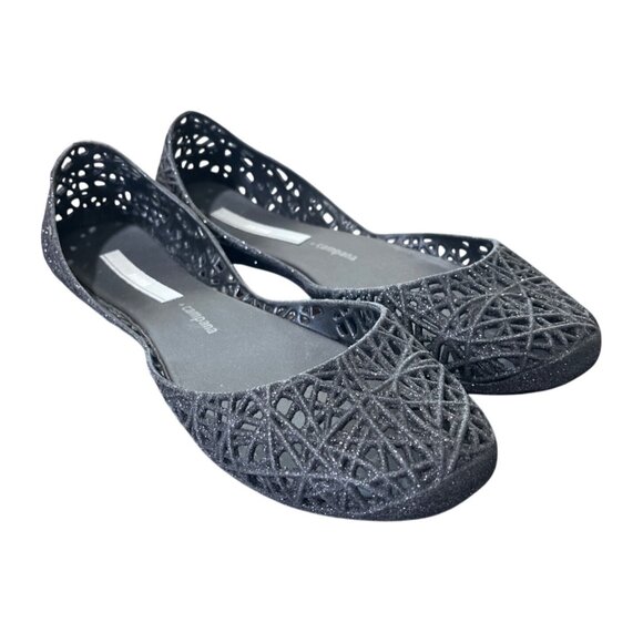 Melissa + Campana Black Jelly Flats Womens Size 7 - Picture 1 of 10